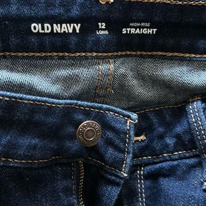 Old Navy dark wash high rise straight jeans